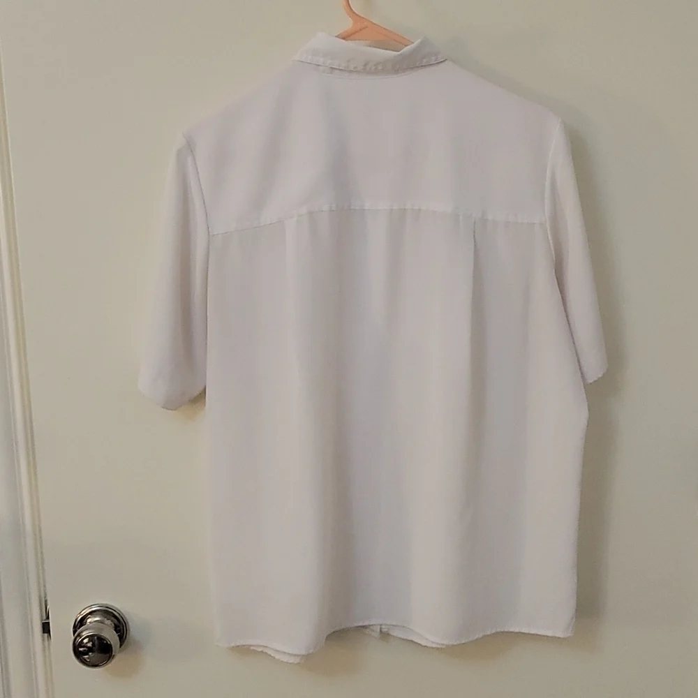 Vtg Preppy Academia Metal Button Down Lightweight Semi-sheer Blouse - Picture 3 of 5